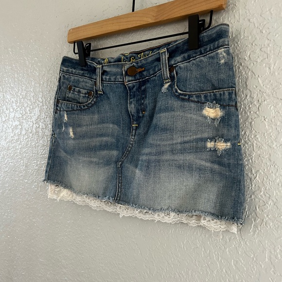 VTG Y2K Abercrombie & Fitch Lace Denim Mini Skirt Size 0 - Picture 3 of 5